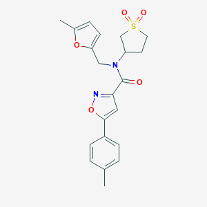 molecular formula C21H22N2O5S B249818 N-(1,1-dioxidotetrahydro-3-thienyl)-N-[(5-methyl-2-furyl)methyl]-5-(4-methylphenyl)isoxazole-3-carboxamide 