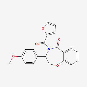 molecular formula C21H17NO5 B2498181 4-(2-呋喃羰基)-3-(4-甲氧基苯基)-3,4-二氢-1,4-苯并噁唑-5(2H)-酮 CAS No. 866134-18-1