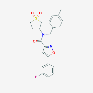 molecular formula C23H23FN2O4S B249819 N-(1,1-dioxidotetrahydro-3-thienyl)-5-(3-fluoro-4-methylphenyl)-N-(4-methylbenzyl)isoxazole-3-carboxamide 