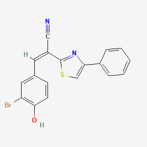 molecular formula C18H11BrN2OS B2498191 (Z)-3-(3-bromo-4-hydroxyphenyl)-2-(4-phenylthiazol-2-yl)acrylonitrile CAS No. 476673-32-2