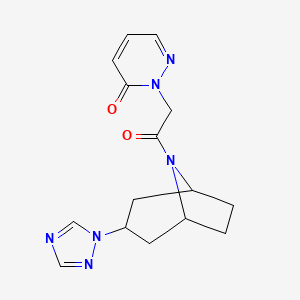 molecular formula C15H18N6O2 B2498193 2-(2-((1R,5S)-3-(1H-1,2,4-三唑-1-基)-8-氮杂双环[3.2.1]辛-8-基)-2-氧代乙基)吡啶并嗪-3(2H)-酮 CAS No. 2309556-11-2