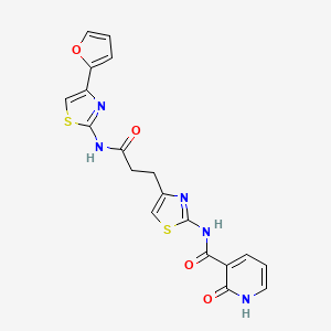 N-(4-(3-((4-(furan-2-yl)thiazol-2-yl)amino)-3-oxopropyl)thiazol-2-yl)-2-oxo-1,2-dihydropyridine-3-carboxamide