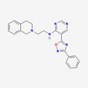molecular formula C23H22N6O B2498205 N-(2-(3,4-dihydroisoquinolin-2(1H)-yl)ethyl)-5-(3-phenyl-1,2,4-oxadiazol-5-yl)pyrimidin-4-amine CAS No. 2034393-89-8
