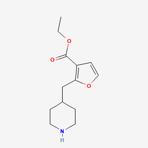 molecular formula C13H19NO3 B2498208 Ethyl 2-(piperidin-4-ylmethyl)furan-3-carboxylate CAS No. 2248346-96-3