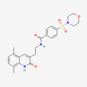molecular formula C24H27N3O5S B2498212 N-[2-(5,8-dimethyl-2-oxo-1H-quinolin-3-yl)ethyl]-4-morpholin-4-ylsulfonylbenzamide CAS No. 851407-26-6