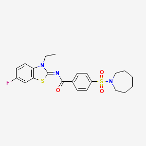 molecular formula C22H24FN3O3S2 B2498217 4-(azepan-1-ylsulfonyl)-N-(3-ethyl-6-fluoro-1,3-benzothiazol-2-ylidene)benzamide CAS No. 850910-21-3
