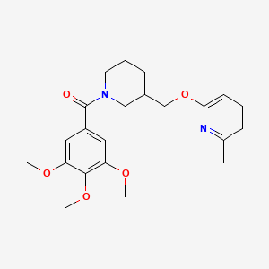 molecular formula C22H28N2O5 B2498226 [3-[(6-Methylpyridin-2-yl)oxymethyl]piperidin-1-yl]-(3,4,5-trimethoxyphenyl)methanone CAS No. 2380067-38-7