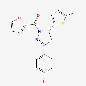 (3-(4-fluorophenyl)-5-(5-methylthiophen-2-yl)-4,5-dihydro-1H-pyrazol-1-yl)(furan-2-yl)methanone