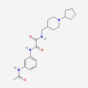 molecular formula C21H30N4O3 B2498252 N1-(3-acetamidophenyl)-N2-((1-cyclopentylpiperidin-4-yl)methyl)oxalamide CAS No. 953200-74-3