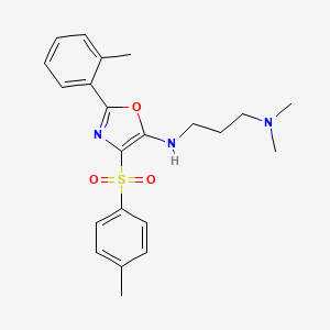 molecular formula C22H27N3O3S B2498256 N1,N1-dimethyl-N3-(2-(o-tolyl)-4-tosyloxazol-5-yl)propane-1,3-diamine CAS No. 862741-99-9
