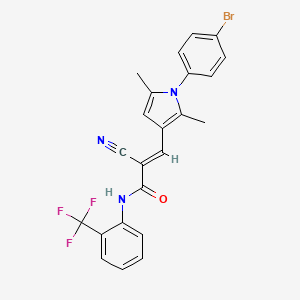 (E)-3-[1-(4-Bromophenyl)-2,5-dimethylpyrrol-3-yl]-2-cyano-N-[2-(trifluoromethyl)phenyl]prop-2-enamide