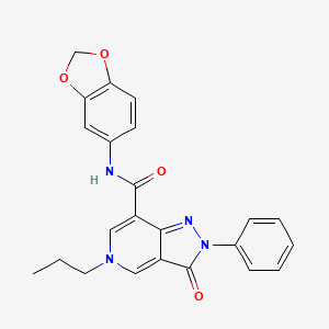 N-(benzo[d][1,3]dioxol-5-yl)-3-oxo-2-phenyl-5-propyl-3,5-dihydro-2H-pyrazolo[4,3-c]pyridine-7-carboxamide