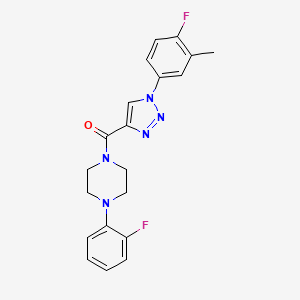 molecular formula C20H19F2N5O B2498261 (1-(4-fluoro-3-methylphenyl)-1H-1,2,3-triazol-4-yl)(4-(2-fluorophenyl)piperazin-1-yl)methanone CAS No. 1326936-24-6