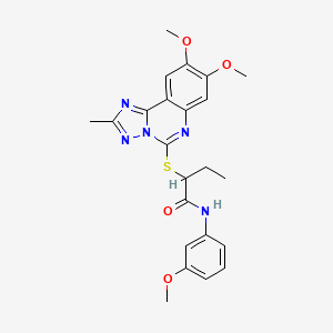 molecular formula C23H25N5O4S B2498278 2-((8,9-dimethoxy-2-methyl-[1,2,4]triazolo[1,5-c]quinazolin-5-yl)thio)-N-(3-methoxyphenyl)butanamide CAS No. 902432-92-2
