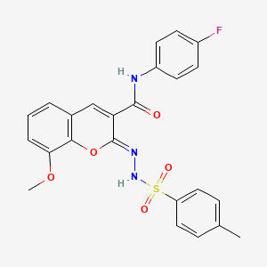 (2Z)-N-(4-fluorophenyl)-8-methoxy-2-[(4-methylphenyl)sulfonylhydrazinylidene]chromene-3-carboxamide