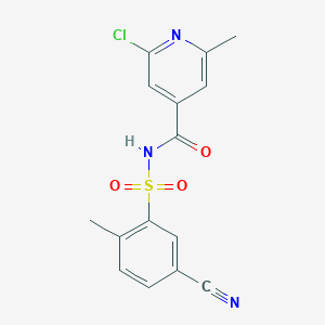 molecular formula C15H12ClN3O3S B2498317 2-chloro-N-(5-cyano-2-methylbenzenesulfonyl)-6-methylpyridine-4-carboxamide CAS No. 1808383-64-3