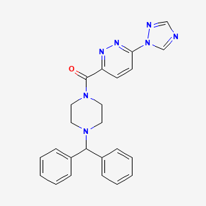 molecular formula C24H23N7O B2498333 (6-(1H-1,2,4-三唑-1-基)吡啶并[3-yl)(4-苯甲基哌嗪-1-基)甲酮 CAS No. 1448077-87-9