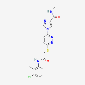 molecular formula C18H17ClN6O2S B2498342 1-(6-((2-((3-chloro-2-methylphenyl)amino)-2-oxoethyl)thio)pyridazin-3-yl)-N-methyl-1H-imidazole-4-carboxamide CAS No. 1251696-61-3