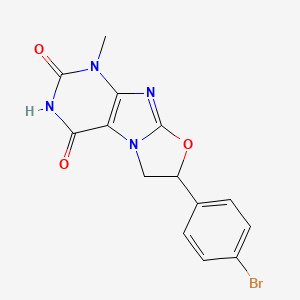 molecular formula C14H11BrN4O3 B2498353 7-(4-溴苯基)-1-甲基-6,7-二氢恶唑并[2,3-f]嘌呤-2,4(1H,3H)-二酮 CAS No. 128944-22-9