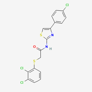 molecular formula C17H11Cl3N2OS2 B2498362 N-[4-(4-chlorophenyl)-1,3-thiazol-2-yl]-2-[(2,3-dichlorophenyl)sulfanyl]acetamide CAS No. 338957-62-3