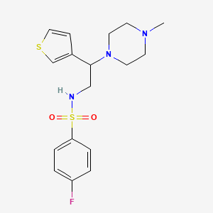 molecular formula C17H22FN3O2S2 B2498375 4-氟-N-(2-(4-甲基哌嗪-1-基)-2-(噻吩-3-基)乙基)苯磺酰胺 CAS No. 946304-33-2