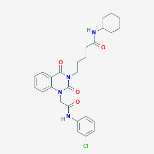 molecular formula C27H31ClN4O4 B2498381 5-(1-(2-((3-氯苯基)氨基)-2-氧代乙基)-2,4-二氧代-1,2-二氢喹唑啉-3(4H)-基)-N-环己基戊酰胺 CAS No. 1224017-71-3