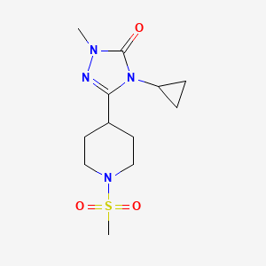 molecular formula C12H20N4O3S B2498387 4-环丙基-1-甲基-3-(1-(甲磺酰基)哌啶-4-基)-1H-1,2,4-三唑-5(4H)-酮 CAS No. 1797739-11-7