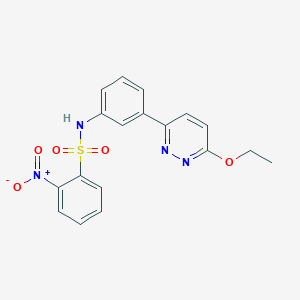 molecular formula C18H16N4O5S B2498388 N-(3-(6-乙氧基吡啶-3-基)苯基)-2-硝基苯磺酰胺 CAS No. 906159-90-8
