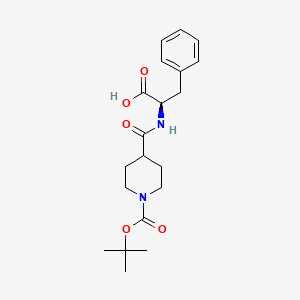 molecular formula C20H28N2O5 B2498395 (R)-2-(1-(tert-butoxycarbonyl)piperidine-4-carboxamido)-3-phenylpropanoic acid CAS No. 185057-42-5