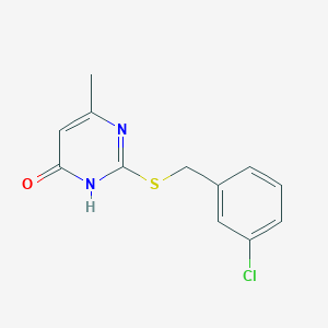molecular formula C12H11ClN2OS B2498396 2-[(3-Chlorobenzyl)sulfanyl]-6-methylpyrimidin-4-ol CAS No. 195002-80-3