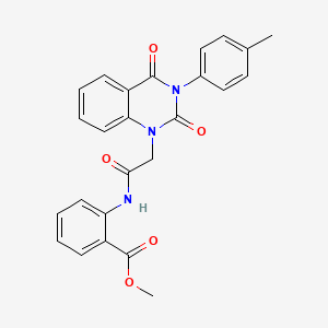molecular formula C25H21N3O5 B2498410 methyl 2-(2-(2,4-dioxo-3-(p-tolyl)-3,4-dihydroquinazolin-1(2H)-yl)acetamido)benzoate CAS No. 899782-49-1