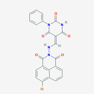 molecular formula C23H13BrN4O5 B249844 (5Z)-5-[[(6-bromo-1,3-dioxobenzo[de]isoquinolin-2-yl)amino]methylidene]-1-phenyl-1,3-diazinane-2,4,6-trione 