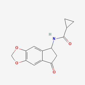 molecular formula C14H13NO4 B2498442 N-(7-oxo-6,7-dihydro-5H-indeno[5,6-d][1,3]dioxol-5-yl)cyclopropanecarboxamide CAS No. 444151-83-1