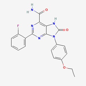 molecular formula C20H16FN5O3 B2498447 9-(4-ethoxyphenyl)-2-(2-fluorophenyl)-8-oxo-8,9-dihydro-7H-purine-6-carboxamide CAS No. 898422-16-7