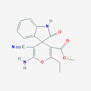 methyl 6'-amino-5'-cyano-2'-ethyl-1,3-dihydro-2-oxospiro[2H-indole-3,4'-(4'H)-pyran]-3'-carboxylate