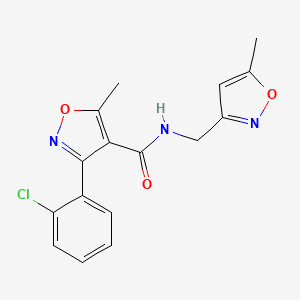 molecular formula C16H14ClN3O3 B2498451 3-(2-chlorophenyl)-5-methyl-N-((5-methylisoxazol-3-yl)methyl)isoxazole-4-carboxamide CAS No. 1257549-70-4