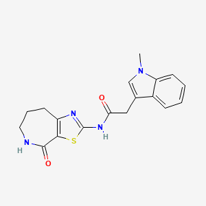 molecular formula C18H18N4O2S B2498456 2-(1-甲基-1H-吲哚-3-基)-N-(4-氧代-5,6,7,8-四氢-4H-噻唑吲啶-2-基)乙酰胺 CAS No. 1797727-11-7