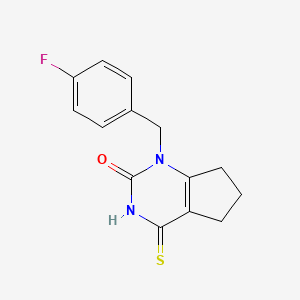 molecular formula C14H13FN2OS B2498468 1-(4-fluorobenzyl)-4-thioxo-3,4,6,7-tetrahydro-1H-cyclopenta[d]pyrimidin-2(5H)-one CAS No. 920411-01-4