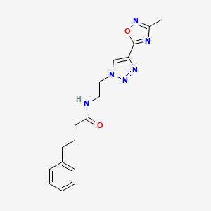 molecular formula C17H20N6O2 B2498476 N-(2-(4-(3-甲基-1,2,4-噁二唑-5-基)-1H-1,2,3-三唑-1-基)乙基)-4-苯基丁酰胺 CAS No. 2034593-84-3