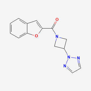 molecular formula C14H12N4O2 B2498498 (3-(2H-1,2,3-triazol-2-yl)azetidin-1-yl)(benzofuran-2-yl)methanone CAS No. 2176152-27-3