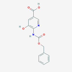 molecular formula C14H12N2O5 B2498499 5-Hydroxy-6-(phenylmethoxycarbonylamino)pyridine-3-carboxylic acid CAS No. 2287315-07-3