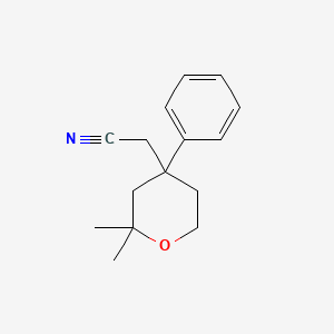 molecular formula C15H19NO B2498500 2-(2,2-Dimethyl-4-phenyltetrahydro-2H-pyran-4-YL)acetonitrile CAS No. 109878-46-8