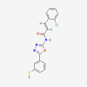 molecular formula C18H14ClN3O2S B2498504 (E)-3-(2-chlorophenyl)-N-(5-(3-(methylthio)phenyl)-1,3,4-oxadiazol-2-yl)acrylamide CAS No. 898444-12-7