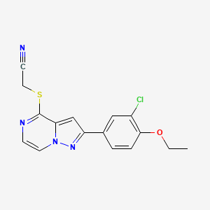 molecular formula C16H13ClN4OS B2498510 {[2-(3-Chloro-4-ethoxyphenyl)pyrazolo[1,5-a]pyrazin-4-yl]thio}acetonitrile CAS No. 1105240-44-5