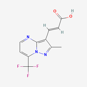 molecular formula C11H8F3N3O2 B2498515 3-[2-甲基-7-(三氟甲基)吡唑并[1,5-a]嘧啶-3-基]丙烯酸 CAS No. 1613051-35-6