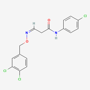 molecular formula C16H13Cl3N2O2 B2498523 N-(4-chlorophenyl)-3-{[(3,4-dichlorobenzyl)oxy]imino}propanamide CAS No. 241132-62-7