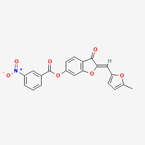 molecular formula C21H13NO7 B2498527 (Z)-2-((5-甲基呋喃-2-基)甲亚甲基)-3-酮-2,3-二氢苯并呋喃-6-基 3-硝基苯甲酸酯 CAS No. 622366-47-6