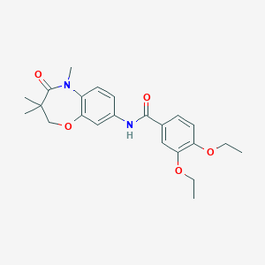 molecular formula C23H28N2O5 B2498531 3,4-diethoxy-N-(3,3,5-trimethyl-4-oxo-2,3,4,5-tetrahydrobenzo[b][1,4]oxazepin-8-yl)benzamide CAS No. 921792-56-5