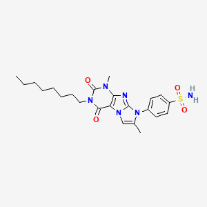 molecular formula C23H30N6O4S B2498533 4-(1,7-二甲基-3-辛基-2,4-二氧代-1,3,5-三氢-4-咪唑啉[1,2-h]嘧啶-8-基)苯磺酰胺 CAS No. 938815-84-0