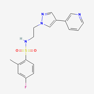 molecular formula C17H17FN4O2S B2498541 4-氟-2-甲基-N-{2-[4-(吡啶-3-基)-1H-吡唑-1-基]乙基}苯基-1-磺酰胺 CAS No. 2097864-36-1